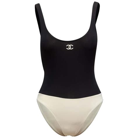 chanel swimsuit black and white|chanel one piece swimsuit.